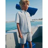 M&S Pure Cotton Striped Shorts (6-16 Yrs) Light Blue