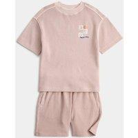 M&S 2 Piece Pure Cotton Waffle Outfit (2-8 Yrs) Pink Mix