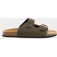 M&S Suede Slip-On Corkbed Sandals Khaki