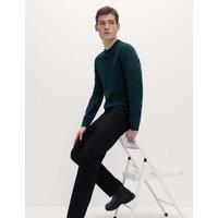 M&S Pure Cotton Textured Crew Neck Jumper Dark Kingfisher