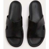 M&S Faux Leather Slip On Sandals Black