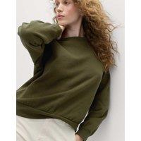 M&S Cotton Rich Crew Neck Sweatshirt Dark Khaki