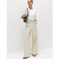 M&S Cotton Rich Wide Leg Chinos Stone