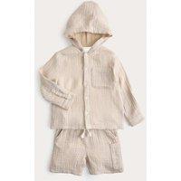 M&S 3 Piece Pure Cotton Hooded Outfit (2-8 Yrs) Neutral