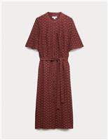 Cotton Blend Lace Midi Shirt Dress