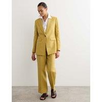 JAEGER Pure Linen Longline Single Breasted Blazer Antique Gold
