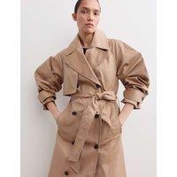 JAEGER Cotton Rich Barrel Sleeve Trench Coat Camel