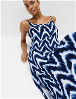M&S Printed Jersey Midaxi Beach Dress Brown Mix