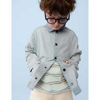 M&S 3 Piece Cotton Rich Striped Overshirt Outfit (2-10 Yrs) Blue Mix