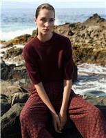 JAEGER Mohair Blend Textured Jumper Burgundy