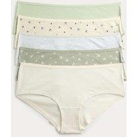 M&S 5pk Cotton Rich Lycra Low Rise Shorts Soft Green