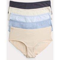 M&S 5pk Cotton Rich Lycra Low Rise Shorts Blue Mix