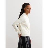 JAEGER Pure Merino Wool Textured Knitted Jacket Ivory