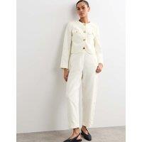 JAEGER Cotton Rich Barrel Leg Trousers Ivory
