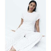M&S Pure Cotton Pointelle Floral Pyjama Top White Mix