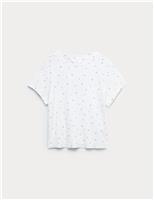 Pure Cotton Pointelle Floral Pyjama Top