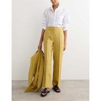 JAEGER Pure Linen Tailored Straight Leg Trousers Antique Gold