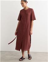 Cotton Blend Lace Straight Leg Trousers