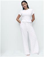 Pure Cotton Floral Pointelle Pyjama Bottoms