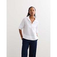 JAEGER Pure Linen Popover Relaxed Blouse Ivory
