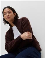 Boucle Funnel Neck Bomber Cardigan with Wool