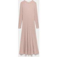 M&S Sparkly Ribbed Knitted Maxi Dress Pink