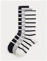 3 Pack Supersoft Striped Crew Socks