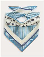 Pure Silk Linear Floral Scarf