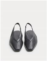 Leather Woven Flat Slingback Shoes