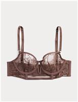 Autograph Savannah Lace Wired Longline Balcony Bra (A-E) Medium Brown