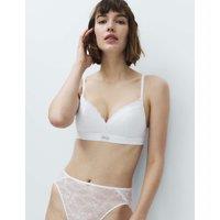 M&S Juni Cotton Rib Non Wired Plunge Bra (A-E) White