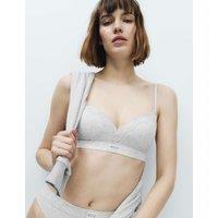 M&S Juni Cotton Rib Non Wired Plunge Bra (A-E) Grey Marl