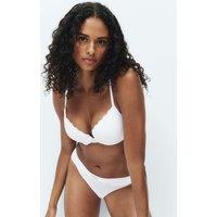 M&S Juni Cotton Rib Wired Push-Up Plunge Bra (A-E) White