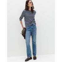 M&S High Waisted Frayed Kickflare Jeans Medium Indigo