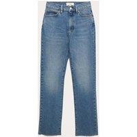 M&S High Waisted Frayed Kickflare Jeans Medium Indigo