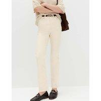 M&S High Waisted Frayed Straight Jeans Ecru