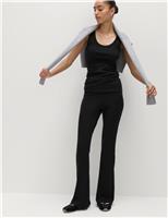 Ribbed Fold Over Kickflare Leggings