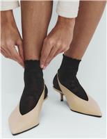 M&S Floral Lace Ankle High Socks Black