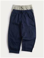 M&S 2 Pack Cotton Rich Trousers (2-8 Yrs) Navy Mix