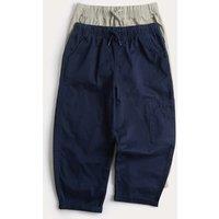 M&S 2 Pack Cotton Rich Trousers (2-8 Yrs) Navy Mix