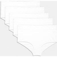 M&S 5pk Cotton Lycra & Lace High Rise Short White/White