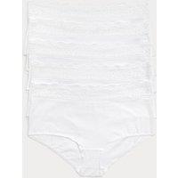 M&S 5pk Cotton Lycra & Lace High Rise Short White/White