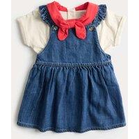 M&S 2 Piece Pure Cotton Pinafore Outfit (0-3 Yrs) Denim Mix