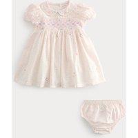M&S Pure Cotton Smock Dress with Knickers (0-3 Yrs) Pink