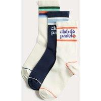 M&S x club de padel 3 Pack Sports Socks (6 Small - 7 Large) Ecru Mix