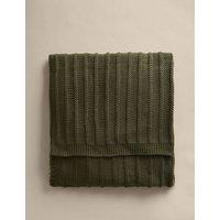 M&S Ribbed Knitted Throw Green