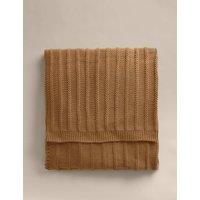 M&S Ribbed Knitted Throw Tan