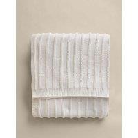 M&S Ribbed Knitted Throw Ecru