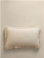 Pure Cotton Textured Fringed Bolster Cushion