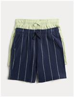 2pk Pure Cotton Textured Shorts (2-8 Yrs)